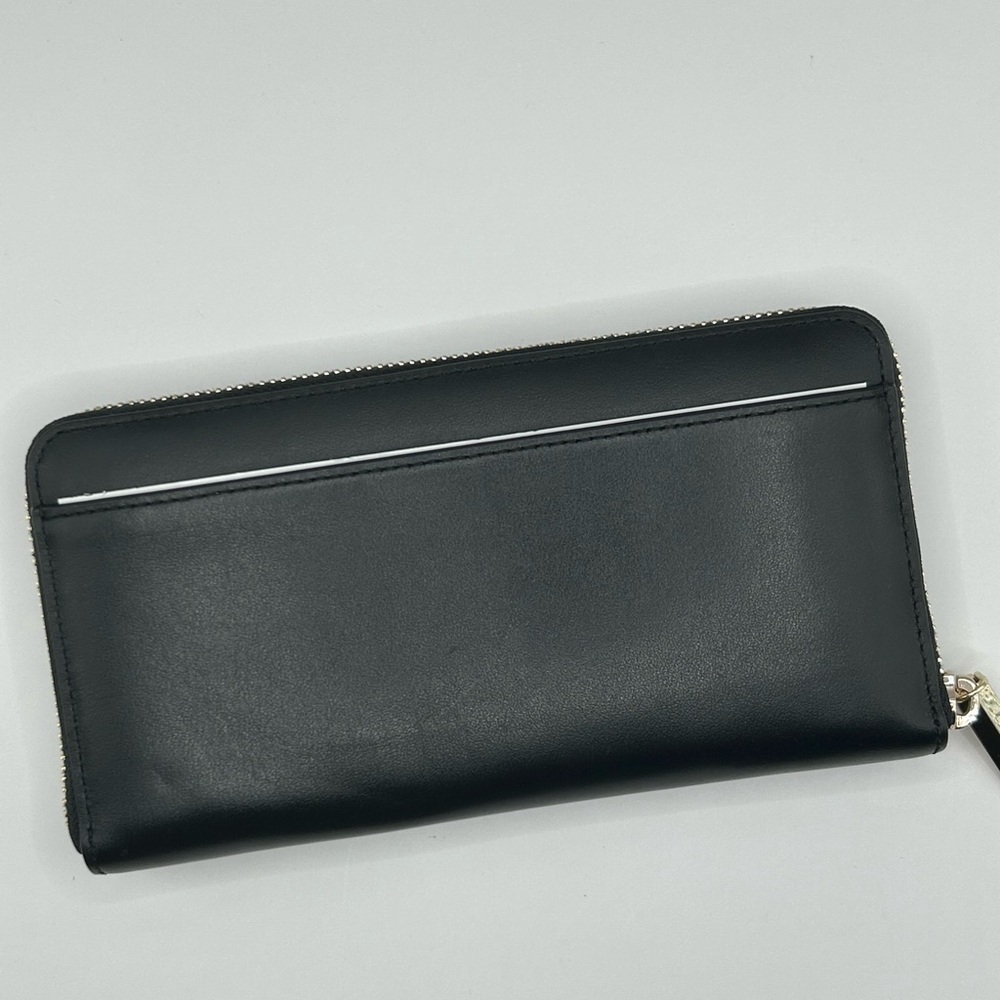 Kate Spade Tiny Zip Around Black Wallet with Pink Elephant Motif - Picture 6 of 10